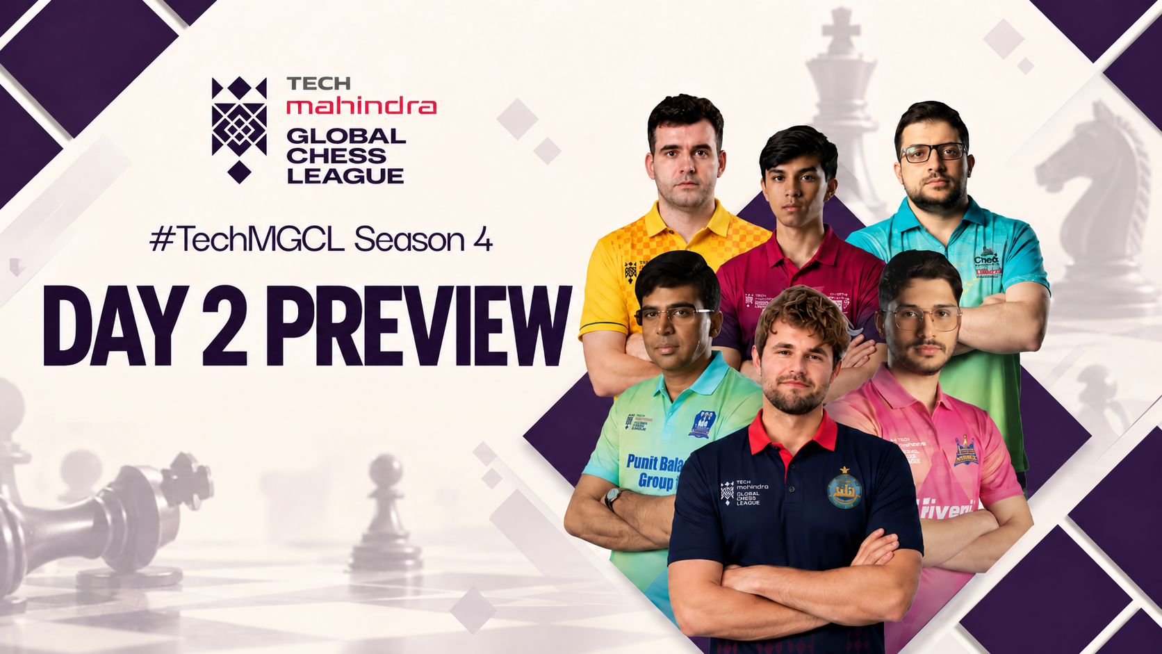 Carlsen faces Nepomniachtchi as the unbeaten FYERS American Gambits meet their first real test. Full Day 2 preview, standings and timings from Bengaluru.